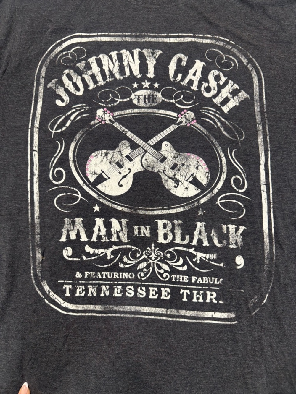 Johnny Cash 'Man in Black' Graphic Tee - Black Heather with Pink Accents - Picture 8 of 9